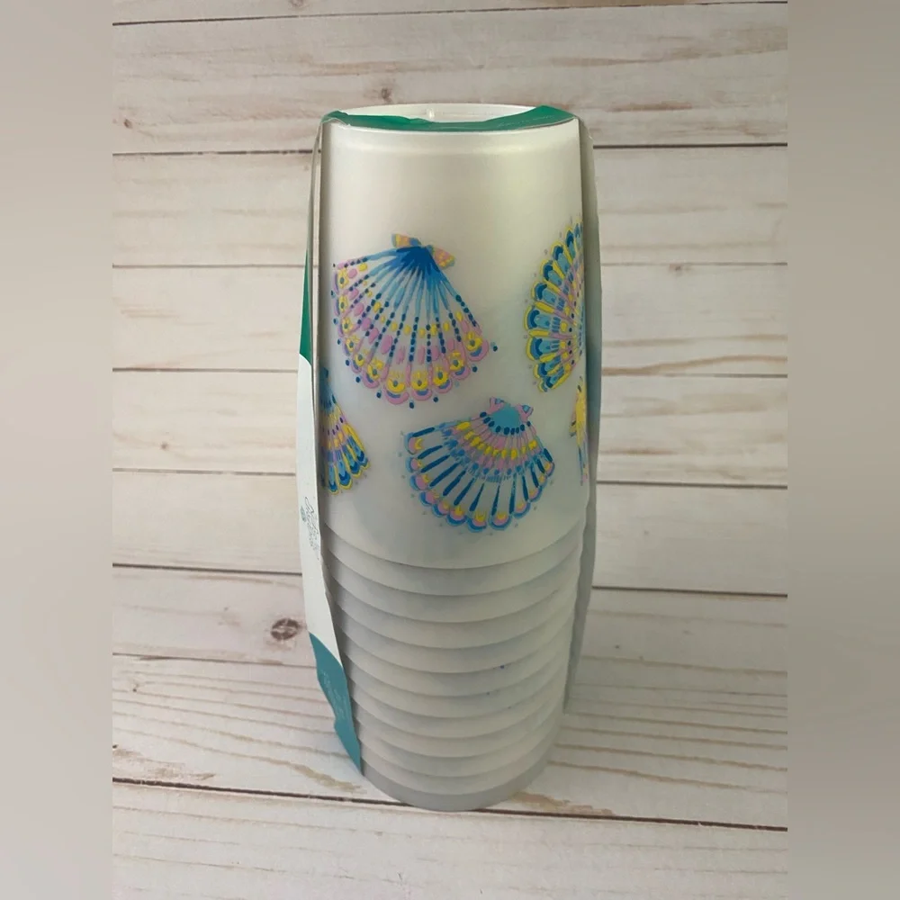 Pack Of 12 New Sigrid Olsen Seashell Reusable Tumblers Cups 16 oz BPA Free - Picture 2 of 5